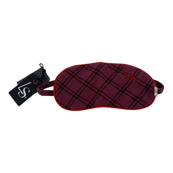 LOVE STORIES Eye Mask Sleep Rizzo Travel Accessory Plaid Rose Brown Womens NWT - Picture 1 of 7